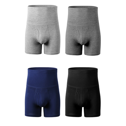 Boxer en coton pour hommes, sous-vêtements Anti-usure, taille haute, Protection de la taille, short de sport, culotte de tête ► Photo 1/6