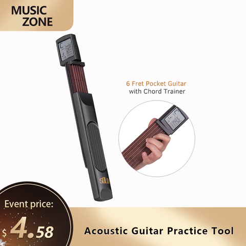 Ammoon poche guitare acoustique outil de pratique Portable Gadget corde entraîneur 6 cordes 6 modèle de Fret pour débutant accessoires de guitare ► Photo 1/6