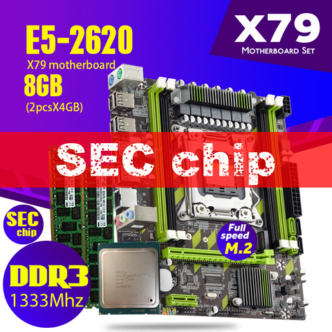 Atermiter X79G X79 ensemble de carte mère avec combos LGA2011 Xeon E5 2620 CPU 2 pièces x 4GB = 8GB de mémoire DDR3 RAM 1333Mhz PC3 10600R RAM ► Photo 1/6