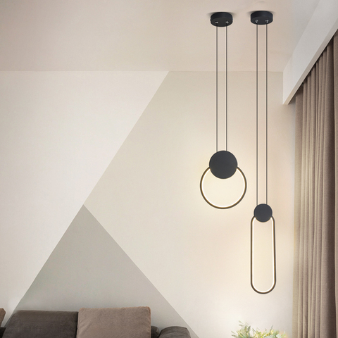 Moderne pendentif LED lumières minimaliste restaurant/café bar/salon/chevet lampe suspendue fond mur longue ligne lampe suspendue ► Photo 1/6