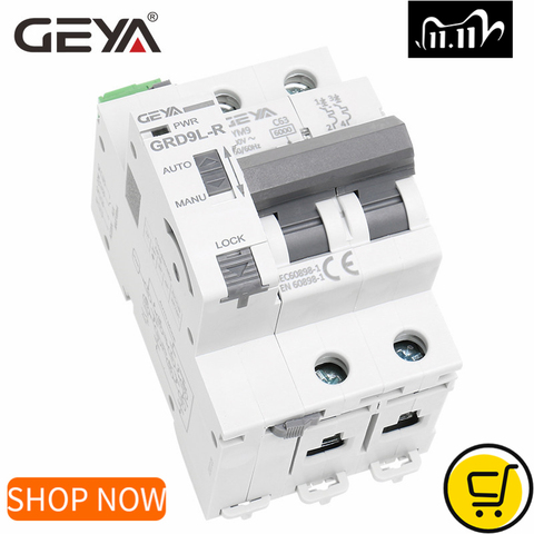 Disjoncteur automatique GEYA Din Rail Mini disjoncteur GRD9L-R GYM9 2P MCB 6KA Smart MCB ► Photo 1/6