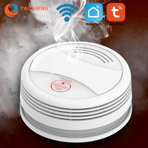 Tuya WIFI détecteur de fumée système d'alarme incendie pour la maison et la cuisine App contrôle fumoir détecteur de fumée ► Photo 1/6