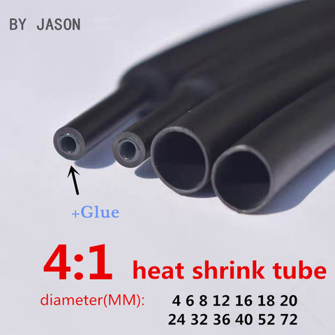 1 mètre 4:1 tube thermorétractable avec colle thermoretractile thermorétractable tube thermorétractable diamètre 4 6 8 12 24 40 52 72 ► Photo 1/6