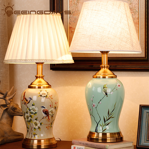 Nouveau Style chinois lampe de Table en céramique classique ménage chambre lampes pour salon chambre étude chambre lampe de chevet ► Photo 1/6