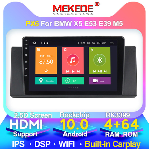 MEKEDE HD 1din Android 10.0 4G lecteur DVD de voiture pour BMW X5 E53 E39 GPS stéréo audio navigation multimédia écran tête unité micro ► Photo 1/6