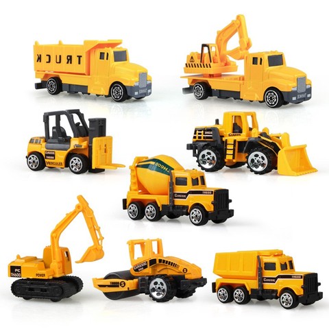 8 pièces/ensemble Mini alliage ingénierie voiture tracteur jouet camion à benne basculante modèle classique véhicule jouets éducatifs pour garçons enfants ► Photo 1/6