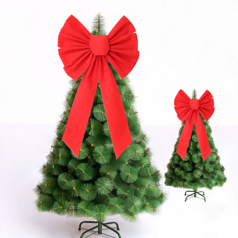 Grand nœud papillon, Long nœud papillon, ruban floqué rouge pour arbre de noël, décoration pour noël, pour la maison ► Photo 1/6