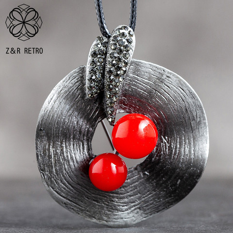 Collier Long Vintage pour femmes, pendentif feuille, plante, perles, corde, Suspension, chaînes, ras du cou, vente en gros, alliage, 2022 ► Photo 1/6