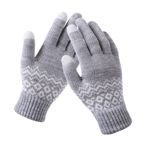 Gants chauds tricotés et extensibles pour femmes et hommes, accessoires thermiques pour filles et hommes ► Photo 1/6