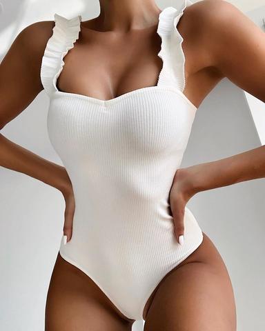 Maillot de bain à volants pour femmes, ensemble une pièce, Push Up, Monokini, vêtements de plage, été, 2022 ► Photo 1/6