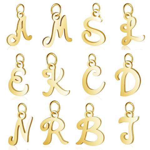 5 pcs/lot 100% acier inoxydable Alphabet breloques Vnistar Initail fait à la main bijoux trouver des fournitures A-Z lettre anglaise pendentifs ► Photo 1/6