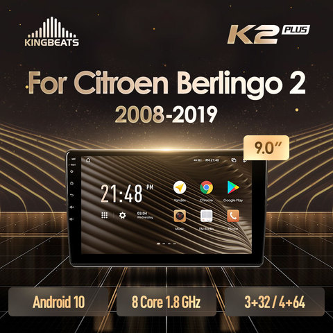 KingBeats Android 10 octa-core tête unité HU 4G en tableau de bord autoradio multimédia lecteur vidéo Navigation GPS pour Citroen Berlingo 2 B9 2008 - 2022 aucun dvd 2 din Double Din Android autoradio 2din ► Photo 1/6