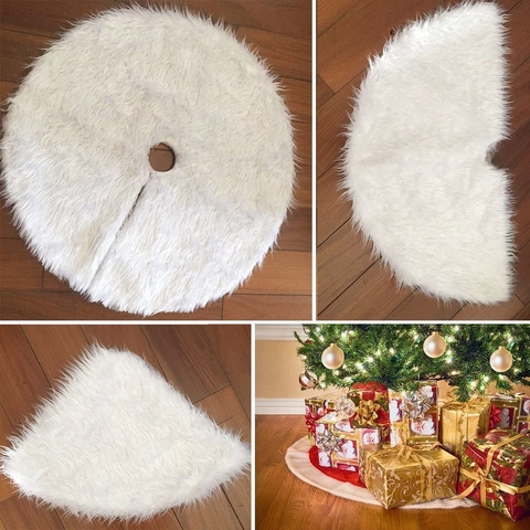 78/90/122cm White Christmas Tree Skirt Pure White Faux Fur Tree Skirt for New Year Celebration Holidays and Merry Christmas Home ► Photo 1/6