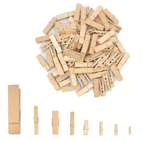 Clips en bois naturel, de différentes tailles, 25mm/35mm/44mm/30/50mm, pour Photo, épingles à linge pour bureau, mémo, pinces de décoration artisanale, 1/150 pièces ► Photo 1/6