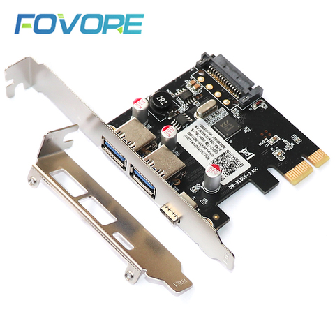 Adaptateur USB 3.1 PCI e 2 ports USB 3 hub USB3.1 Type C convertisseur PCIe USB 3 Type C carte contrôleur ► Photo 1/6