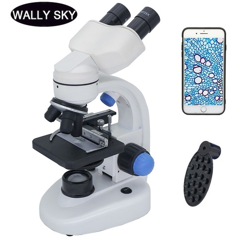 Microscope binoculaire 2000x, LED éclairé, instrument biologique, expérience scientifique pour l'éducation des étudiants, avec pince à Smartphone ► Photo 1/6