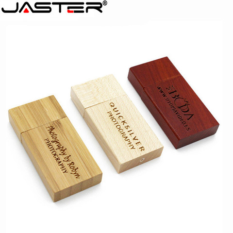 JASTER – clé USB en bois rouge avec logo personnalisé gratuit, support à mémoire de 4GB 16GB 32GB 64GB, disque amovible, cadeau de mariage ► Photo 1/6