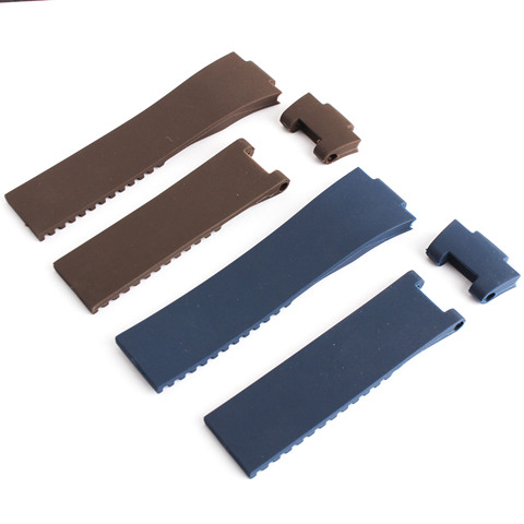 Boucle de poignet en caoutchouc Silicone, 25x12mm, noir marron bleu, bracelet de montre, boucle de poignet étanche, pour Ulysse Nardin ► Photo 1/6
