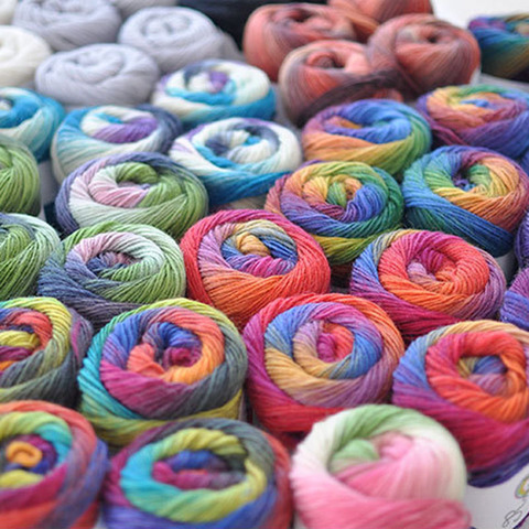 Fil 100% laine pour tricot teint en arc-en-ciel, Crochet fantaisie tissé à la main, fils en cachemire colorés, 8 pièces ► Photo 1/6