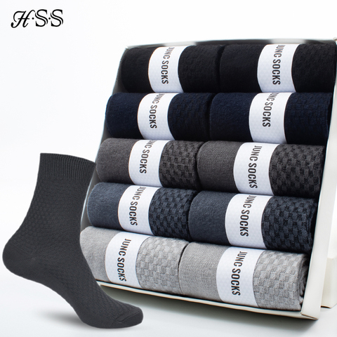 HSS – Chaussettes en fibre de bambou pour homme, 10 paires/lot, nouvelles, classiques, longues, pour affaires, pour cadeau d'hiver, grande taille, EUR 39 — 45 ► Photo 1/6