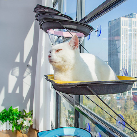 Chat hamac ventouse Type pâte suspendus chat Kitty fournitures bain de soleil hamac espace Capsule chat nid fenêtre verre Type ► Photo 1/1