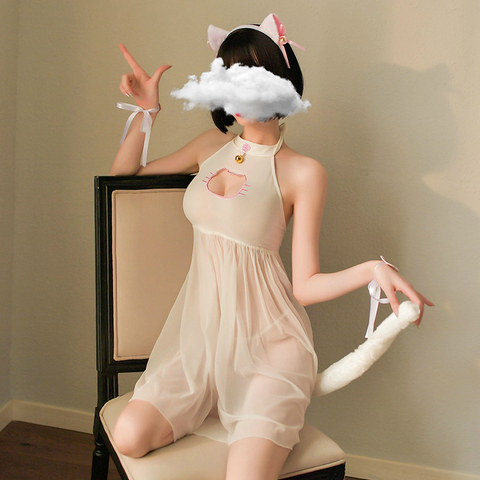 Costume de chat sauvage Kawaii, ensemble de Lingerie, bandeau, Cosplay, uniforme de chat, pyjama japonais doux et Sexy, poupée bébé, tenue de demoiselle d'honneur ► Photo 1/6