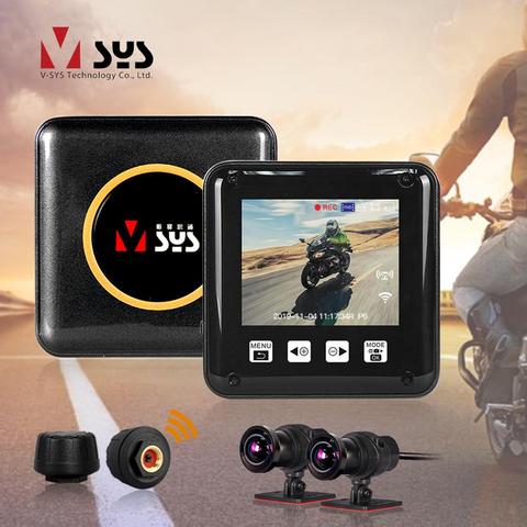 VSYS F6 2 canaux 1080P Moto DVR Moto enregistreur avec TPMS jauge intelligente SONY IMX323 étanche Moto Dash Cam ► Photo 1/6