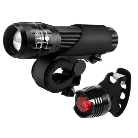 Imperméable à l'eau lumineux vélo vélo phare LED + feu arrière sûr équitation lampe de poche ensemble luz bicicleta bisiklet aksesuar ► Photo 1/1