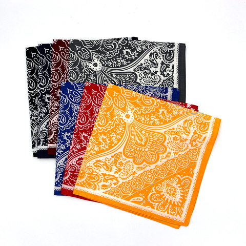 Foulard carré en coton avec des motifs imprimés à Paisley, 58CM, bandeau pour femmes, Bandana, rouge, noir, jaune, foulard ► Photo 1/6