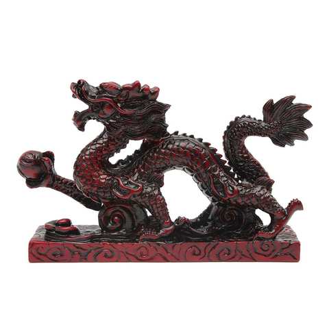 Statue de Dragon chinois décoration en résine | Ornements, artisanat Feng shui, pour chance et succès, richesse maison géomancique, cadeau ► Photo 1/6