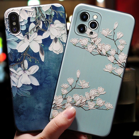 Pour iphone 6 7 8 6 s étui pour iphone X XS XR 7 8 6plus étui pour iphone xs max 5 5 s se housse Rose fleurs coque de téléphone noir ► Photo 1/6