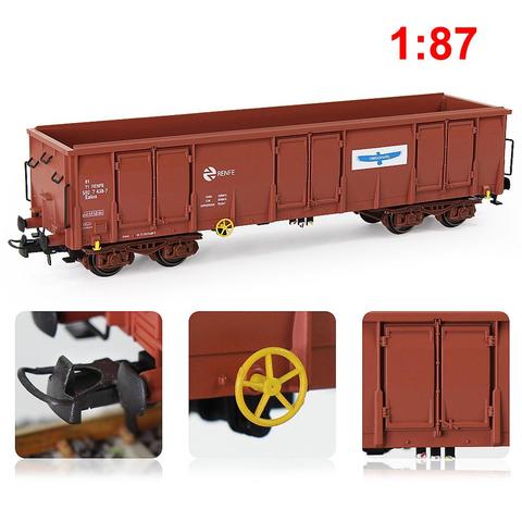 Voiturette de chemin de fer, échelle HO, marron RENFE, 1 pièce/2 pièces, gondole haut de gamme imprimée, chariot de chemin de fer, Stock de roulement 1:87, voiture de fret C8742PZ ► Photo 1/6