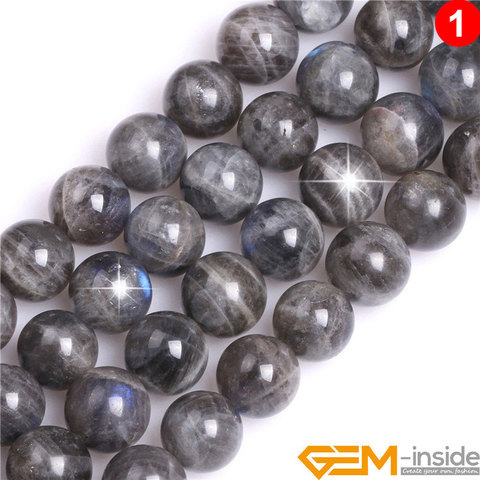 Perles en pierre précieuse en Labradorite AA, bleu véritable, 6/8/10/12mm, arc-en-ciel, amples, pour la fabrication de bijoux, 15 pouces ► Photo 1/6