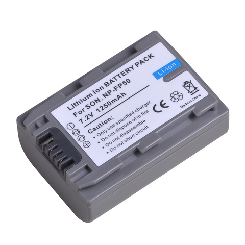Batterie pour Sony 1250 NP-FP50 NP-FP30 NP-FP60 NP-FP70 NP-FP71 NP-FP90 SX40R SX41 DCR-SX40 SR82E SR85E, HDR-CX105 mAh ► Photo 1/6