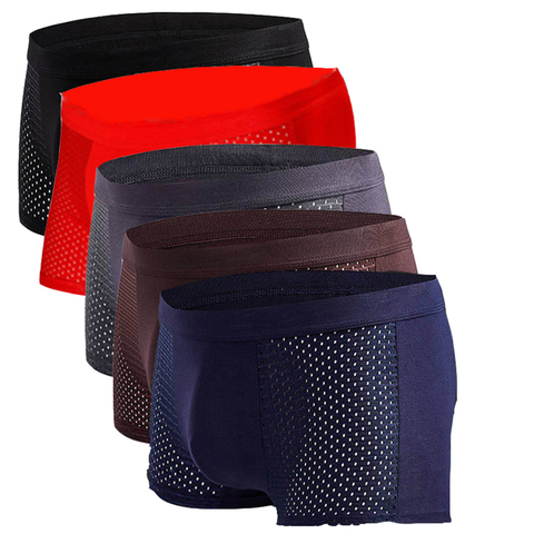 Pièces de 6 Boxers en Fiber de bambou pour Homme, sous-vêtements masculins, culottes courtes ► Photo 1/6