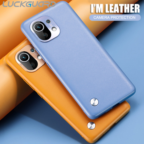 Étui en cuir de luxe pour Xiaomi Mi 11 Fundas antichoc pour Xiaomi 11 Mi 11 étui de caméra arrière à couverture complète pour pare-chocs en Silicone Mi11 ► Photo 1/6