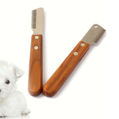 Peigne pour chien professionnel en acier inoxydable manche en bois couteau à dénuder ► Photo 1/1