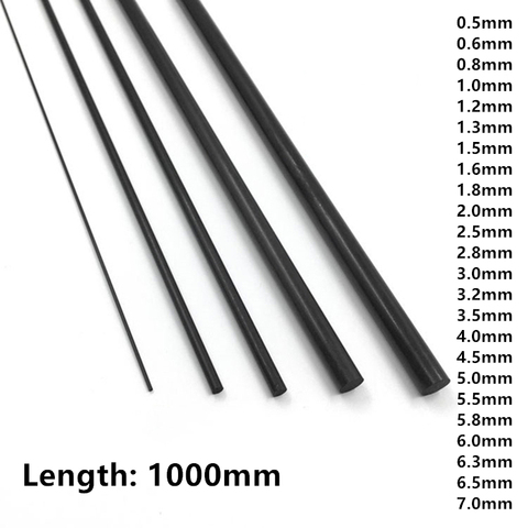 Pièces tiges de renforcement en fibre de carbone, 0.5mm ~ 7.0mm, tige fixe, tige ronde solide, longueur 1000mm ► Photo 1/4