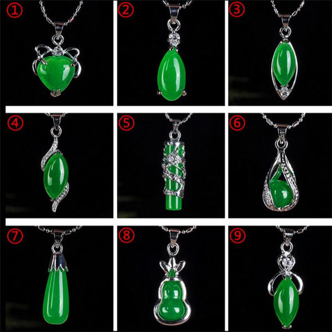 Collier en Jade hétian vert naturel, pendentif en argent 925, amulette en Jade chinois, breloque à la mode, bijoux cadeaux pour femmes ► Photo 1/3