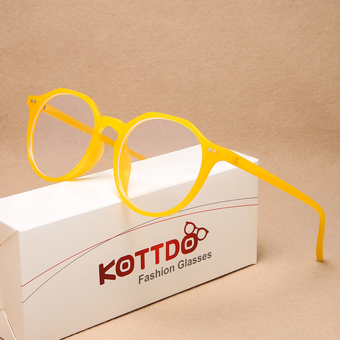 KOTTDO – lunettes rondes en plastique pour homme et femme, verres transparents Anti-lumière bleue, monture Vintage pour jeu sur ordinateur ► Photo 1/6