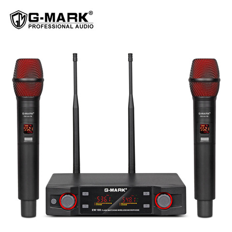 G-MARK EW100 Microphone sans fil professionnel portable sans fil karaoké micro fréquence réglable 80M Distance pour la fête de la scène ► Photo 1/6
