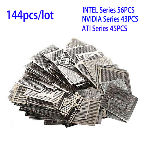 144 pièces/lot BGA carte graphique à chaleur directe BGA pochoirs INTEL/ NVIDIA/ ATI puces vidéo Bga Reballing pochoir Tample Kit ► Photo 1/1