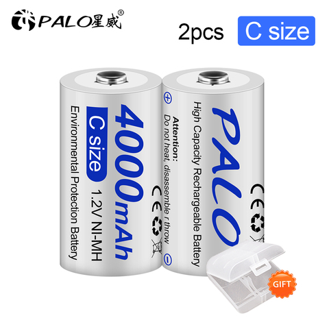 PALO 1-12 pièces C taille Batteries batterie Rechargeable 1.2V Type C 4000mAh NI-MH Nimh haute capacité faible autodécharge Batteria ► Photo 1/6