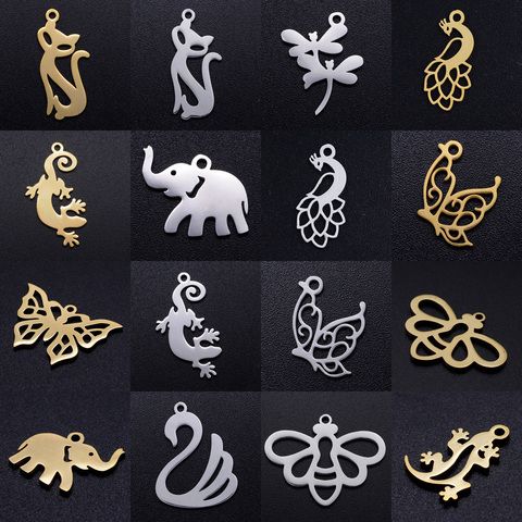 Lot de 5 breloques pour fabrication de bijoux, en acier inoxydable, motif libellule, papillon, libellule, pendentif, Bracelet, Animal, vente en gros ► Photo 1/6