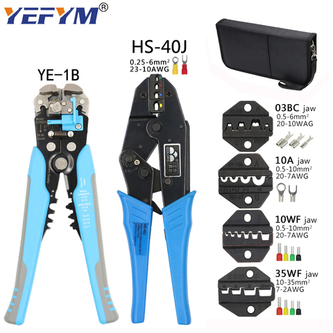 HS-40J pince à sertir dénudeur de fil outils multifonctions kit 4 mâchoires pour isolation non-isolation tube pulg bornes ► Photo 1/6