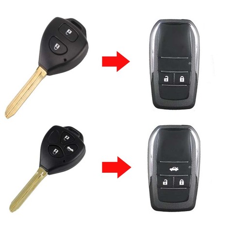 Nouveau! 2 Boutons/3 Boutons Bascule Modifié Pliant À Distance Shell Key Case Pour Toyota Camry Corolla Reiz RAV4 Couronne Clé Fob Couverture ► Photo 1/1