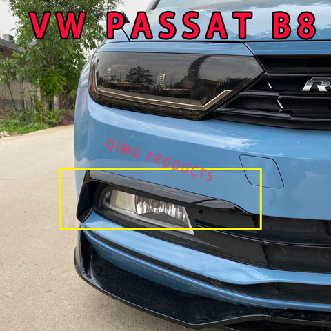 QI Design Passat B8 Variant chrome 2016-2022 ABS noir extérieur phare sourcil capots de bordure avant lumière lampe cadres ► Photo 1/6