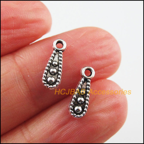 Breloques tibétaines en forme de goutte d'eau, couleur argent, 4x12mm, 80 nouveaux pendentifs en forme de goutte d'eau ► Photo 1/4