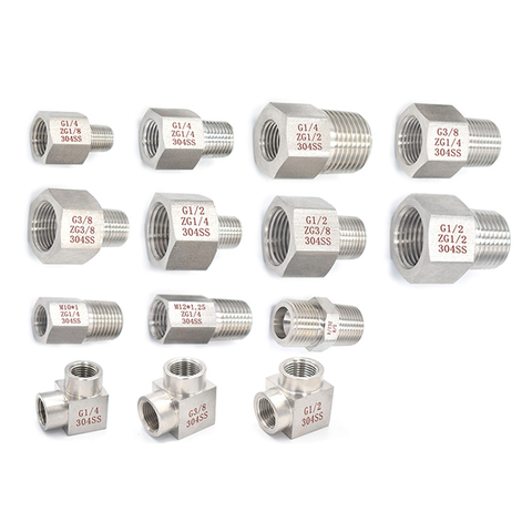 Manomètre en acier inoxydable 304, adaptateur haute pression, style épaississant, raccords de tuyauterie sous pression 1/8 