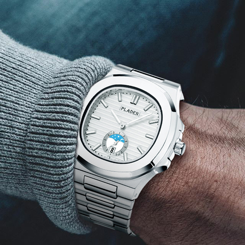 Montre-bracelet NAUTILUS 5711 pour hommes, classique, Quartz de styliste, marque supérieure de luxe, en acier inoxydable, chronographe, blanc ► Photo 1/6